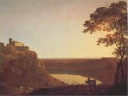 Joseph Wright View of the Lake of Nemi at Sunset (mk05) oil